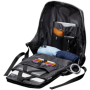 Anti-theft backpack for 15.6"-17" laptop, material 900D glued polyester and 600D polyester, black/dark gray, USB cable length0.6