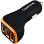 CANYON Universal 3xUSB car adapter, Input 12V-24V, Output DC USB-A 5V/2.4A(Max) + Type-C PD 18W, with Smart IC, Black+Orange wit