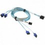 Mini-SAS HD to 4 SATA, 90/90/75/75cm w/75cm SB, 30AWG, 12Gb/s