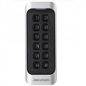 Cititor card cu tastatura Hikvision DS-K1107AMK, citeste carduri Mifare 13.56 MHz, distanta citire: ≤ 50 mm, RS-485, Wiegand (W2