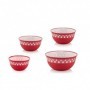SET 4 BOLURI PLASTIC,16/20/24/28 CM,ROSU