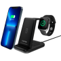 CANYON WS-304, Foldable  3in1 Wireless charger, with touch button for Running water light, Input 9V/2A,  12V/1.5AOutput 15W/10W/