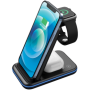 CANYON WS-304, Foldable  3in1 Wireless charger, with touch button for Running water light, Input 9V/2A,  12V/1.5AOutput 15W/10W/