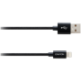 Canyon Lightning USB Cable for Apple, braided, metallic shell, cable length 1m, Black, 14.9*6.8*1000mm, 0.02kg